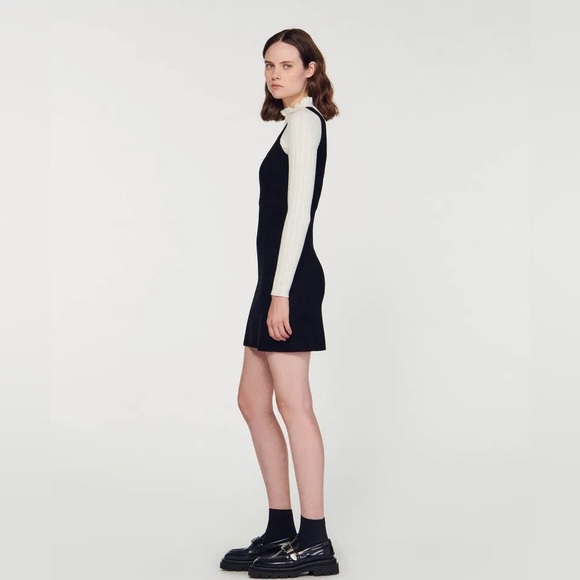 SANDRO Two-Tone Knit Pinafore Dress - Picture 3 of 15
